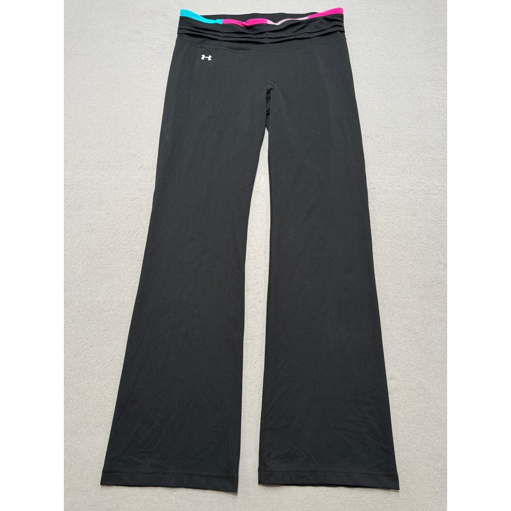 Under Armour Leggings Women's Large Black Wide Leg Yoga Athletic Gym Activewear